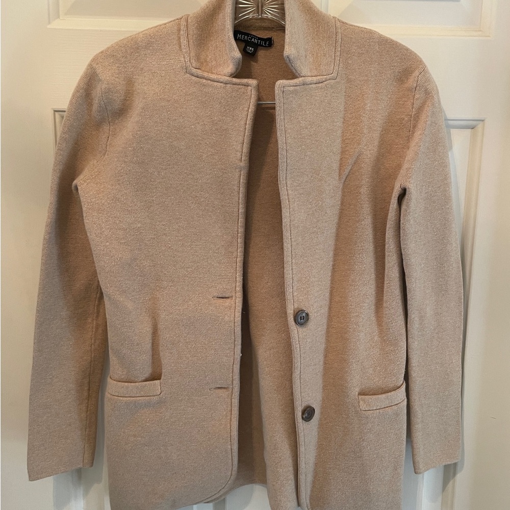 J  Crew Mercantile Womens XXS Tan knit blazer- 100% cotton